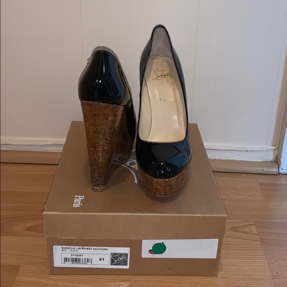Christian Louboutin Patent Calf/Cork Wedge Size 41
